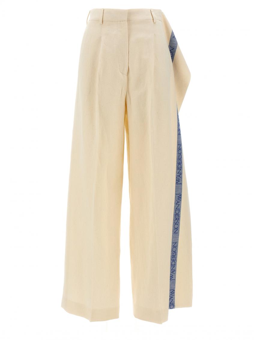 Jw Anderson Logo Band Panel Pants In Beige