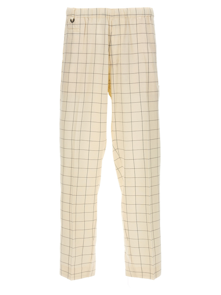 Undercover All-over Checkered Pants With Elastic Waistband In Blackwhite