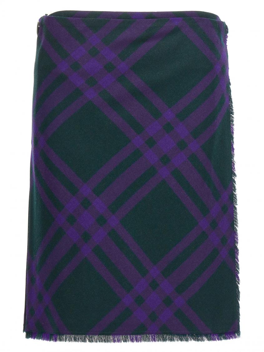 Burberry Check Print Kilt With Belted Detail In Multicolor