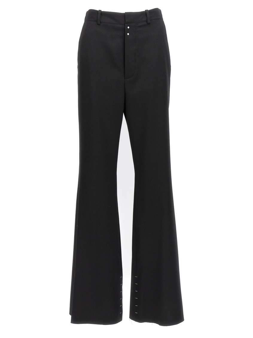 Shop Mm6 Maison Margiela Black Stitching Flared Pants