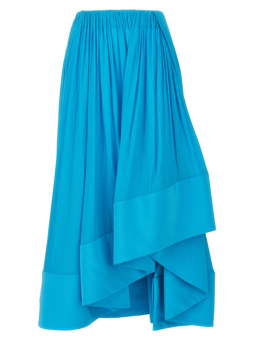 Shop Lanvin Light Blue Asymmetrical Midi Skirt