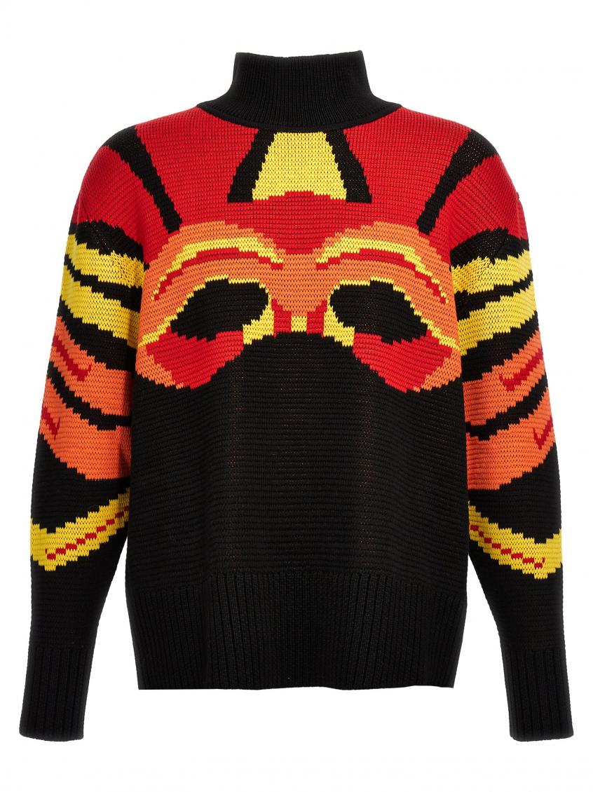 Bluemarble Jacquard Wool Sweater Featuring Bold Tiger Graphic In Multicolor