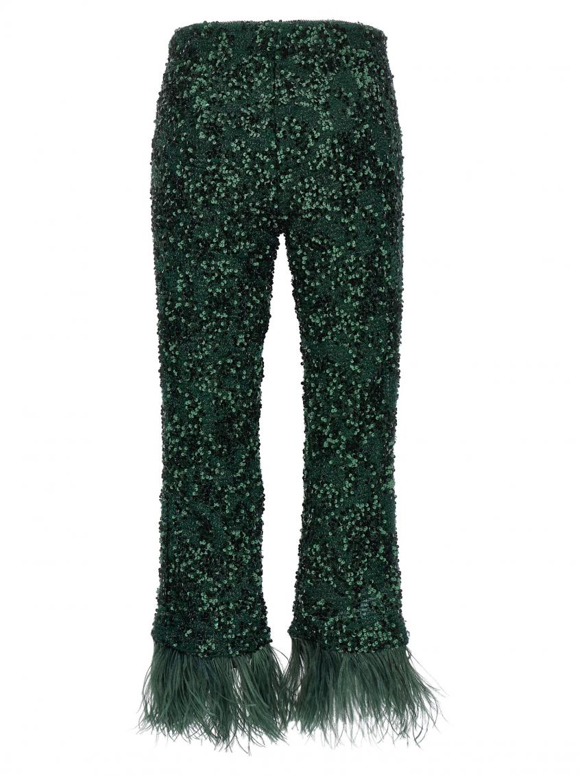 パンツ LE TWINS SS24 'Savy' pants (SAVYLUREX VERDE) Le Twins Green Savy pants for Women Online USA at Darveys.com