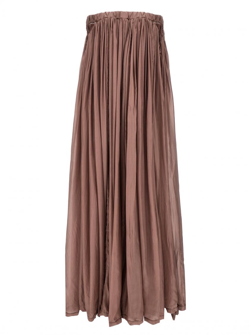 Rick Owens Floor-length Silk Dress With Elasticized Bodice In Pink