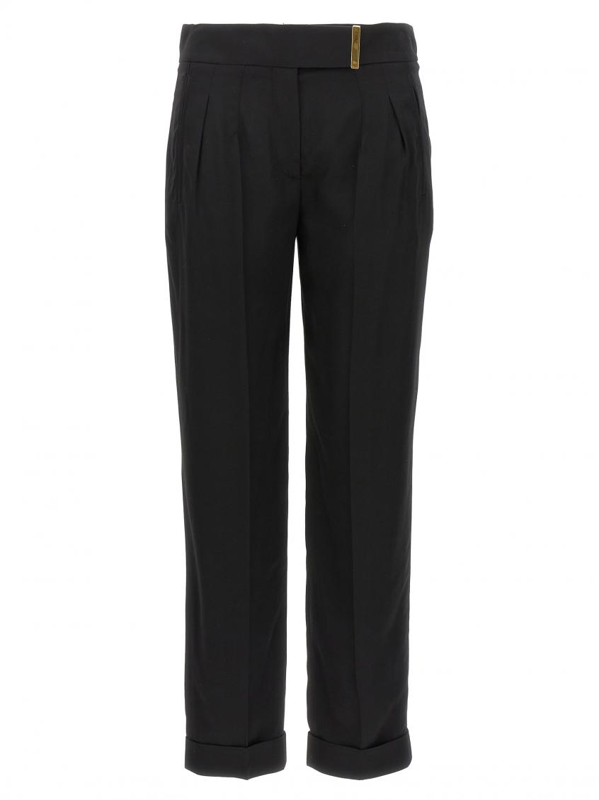 Tom Ford Metal Bar Detailed Straight-leg Pants In Black