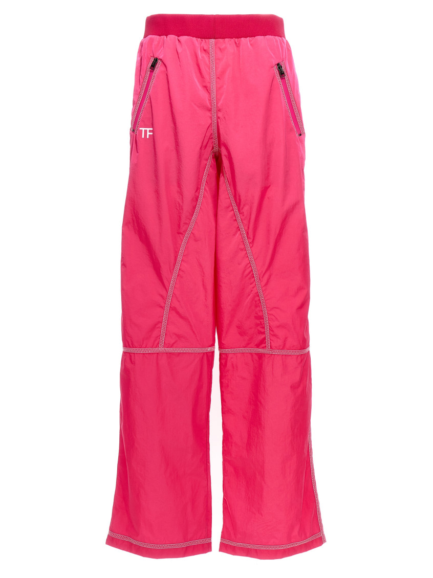 Tom Ford Logo Track Pants With Overlock Stitch In Fuchsia