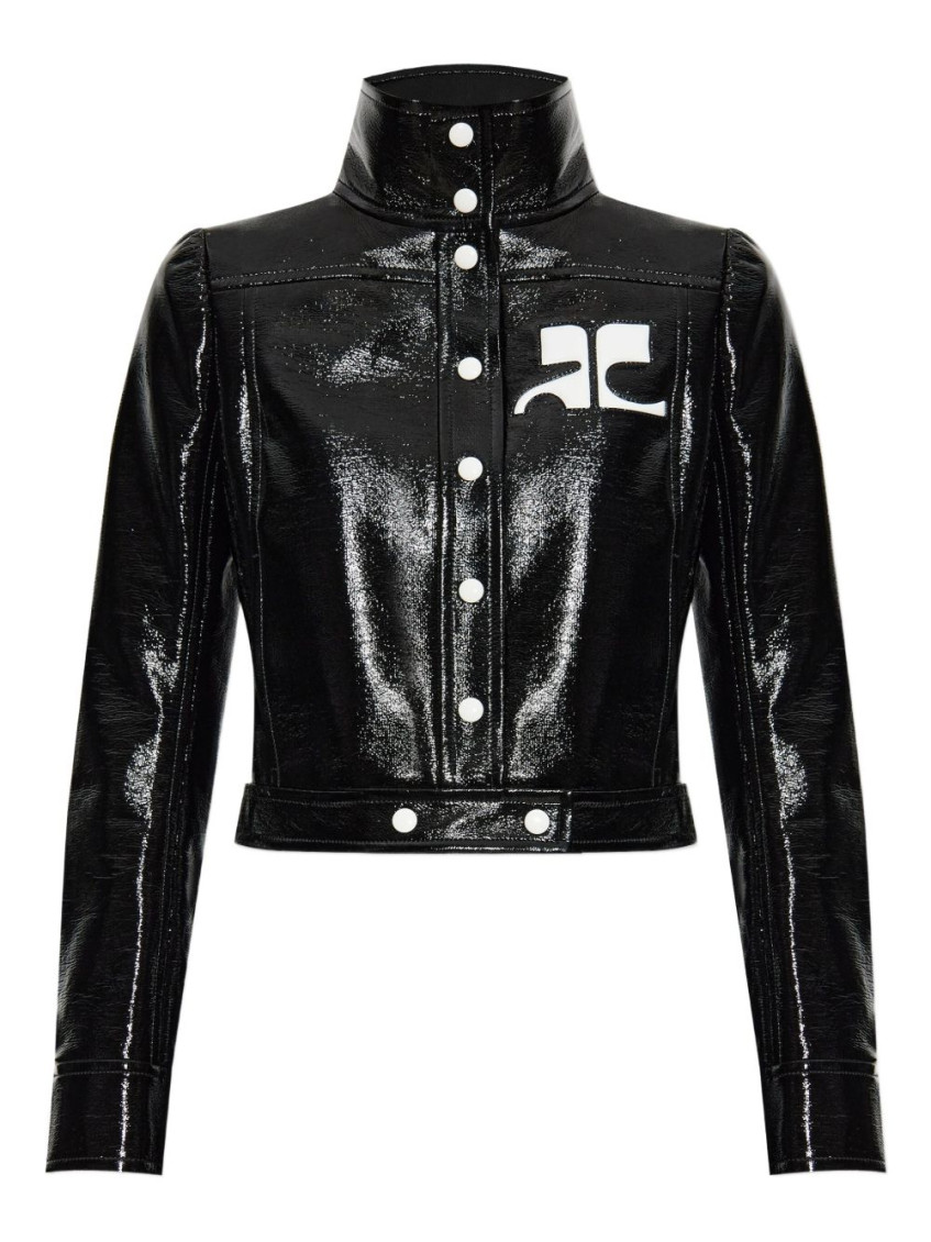 Courrèges Re-edition Vinyl Effect Jacket In Black