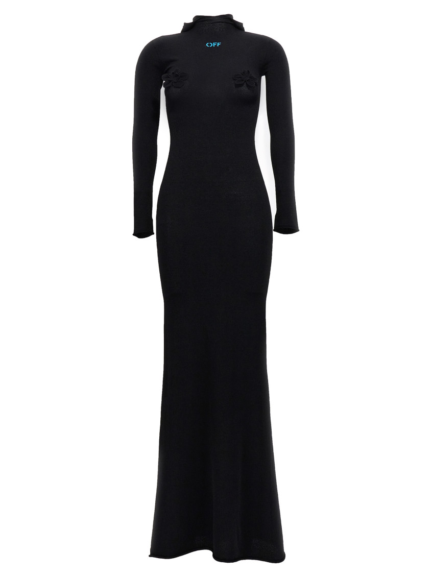 Off-white Off White High Neck Long Dress In Black