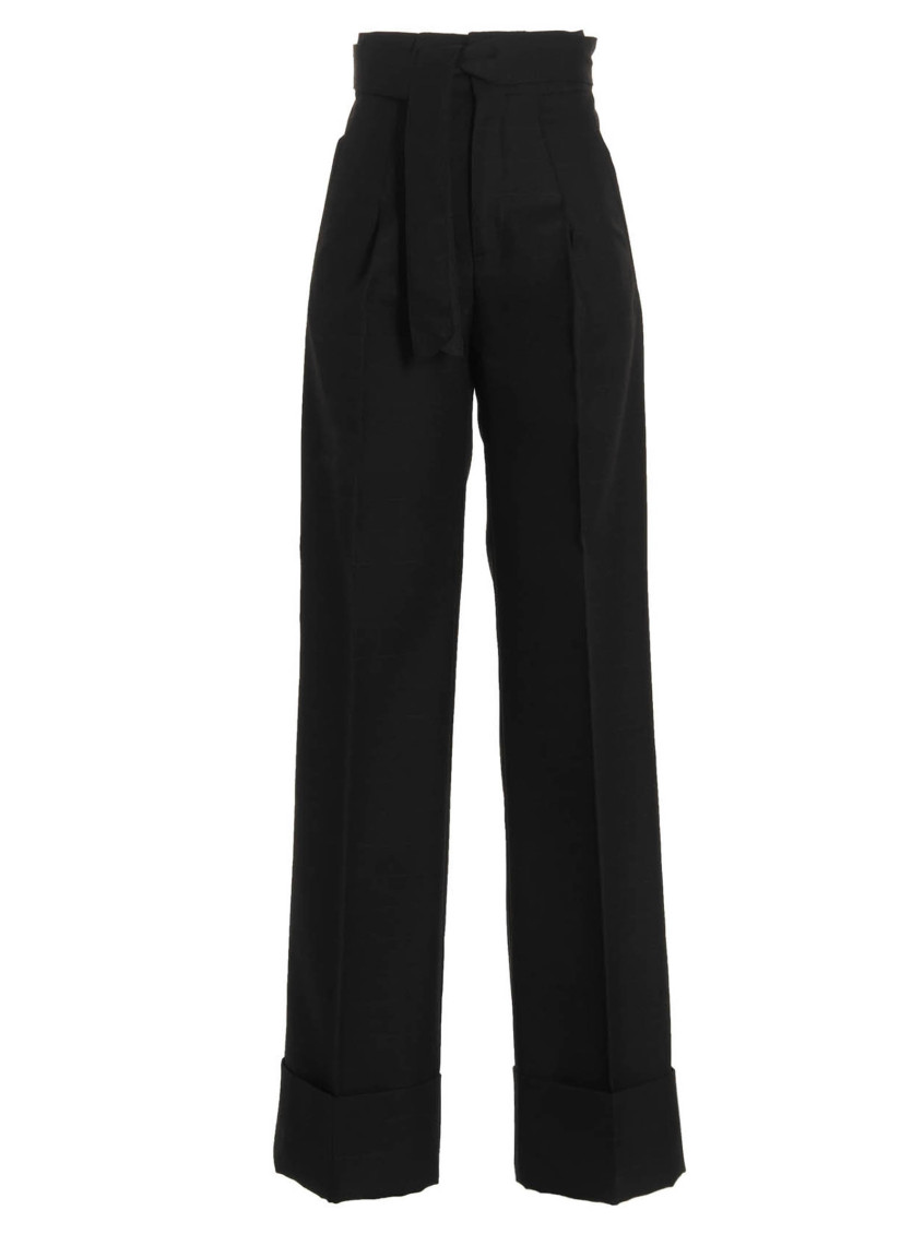 Capasa Black Check Pants In Black
