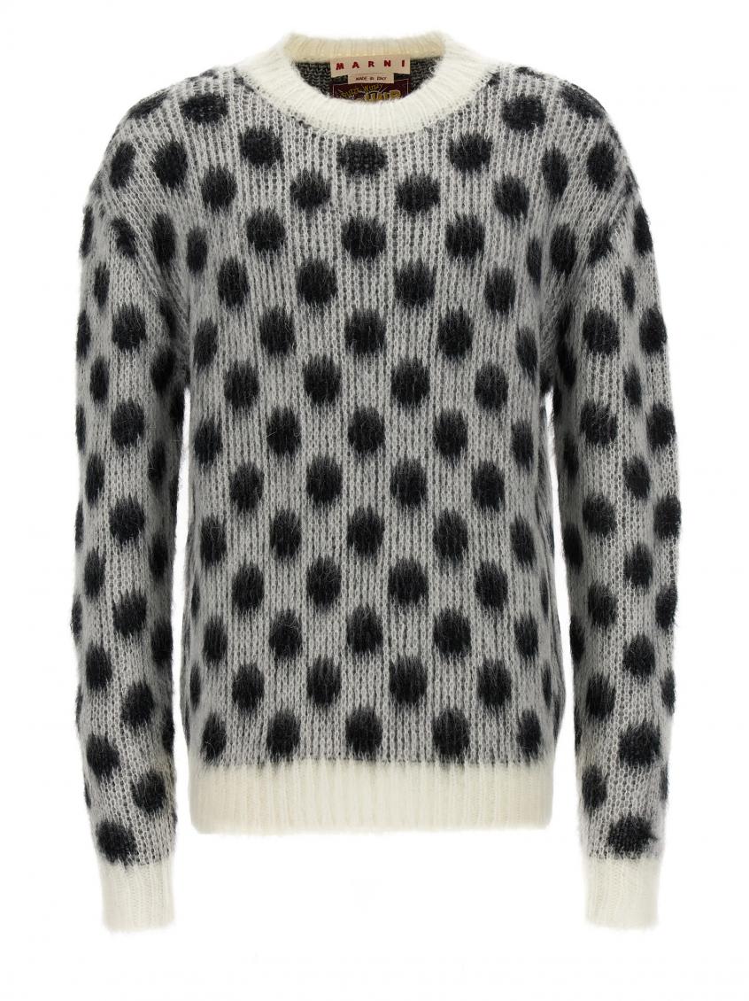 【送料&関税込】Marni Polka Dot Crewneck Sweater Marni BlackWhite Polka Dot Sweater for Men Online USA at