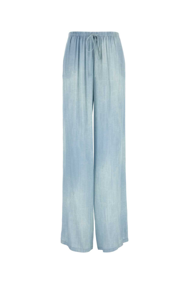 Shop Ermanno Scervino Light Blue Viscose Wide Leg Pant