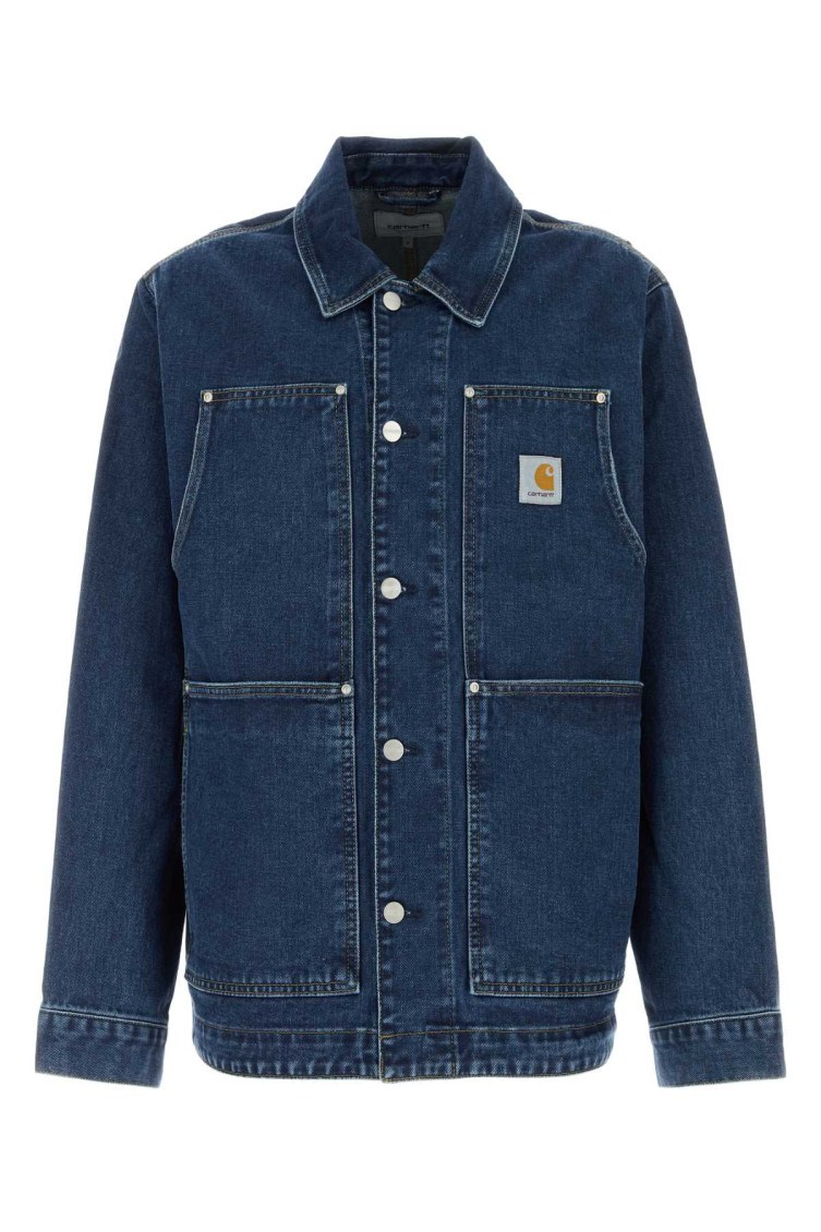 Carhartt Logo Double Front Denim Jacket In Blue