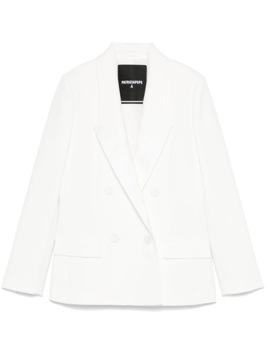 Shop Patrizia Pepe White Double-breasted Blazer