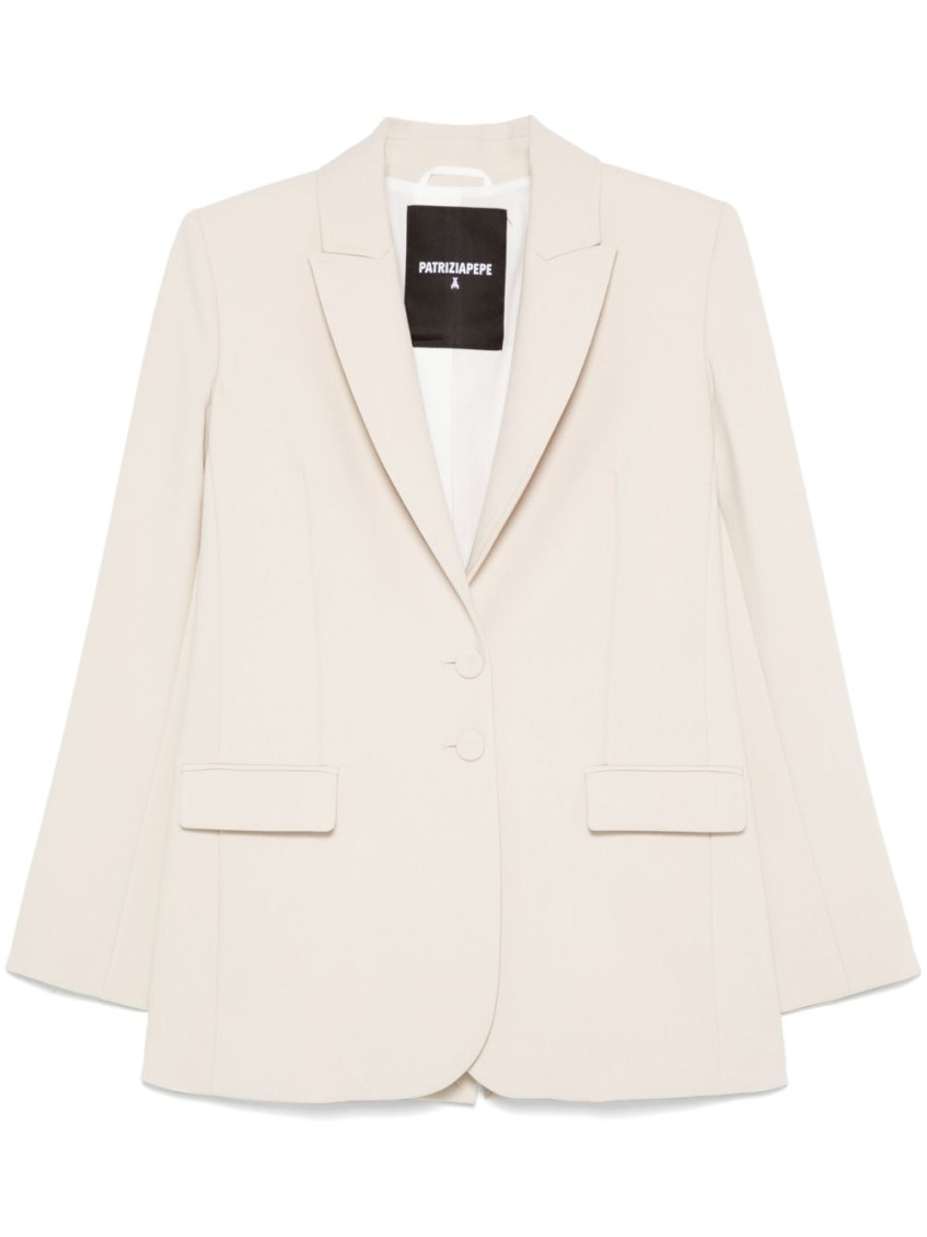 Shop Patrizia Pepe Beige Single-breasted Blazer