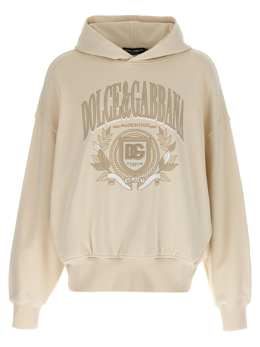 Dolce & Gabbana Beige Embroidered Hoodie In Beige