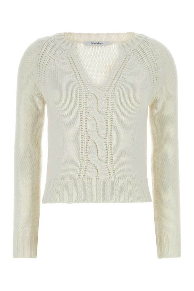 Max Mara White Cashmere Cancan Sweater In White