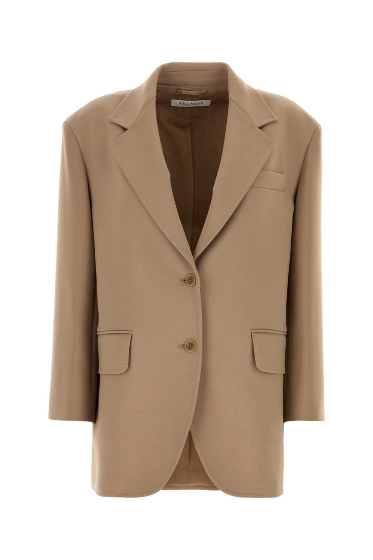 Shop Max Mara Khaki Stretch Wool Blazer