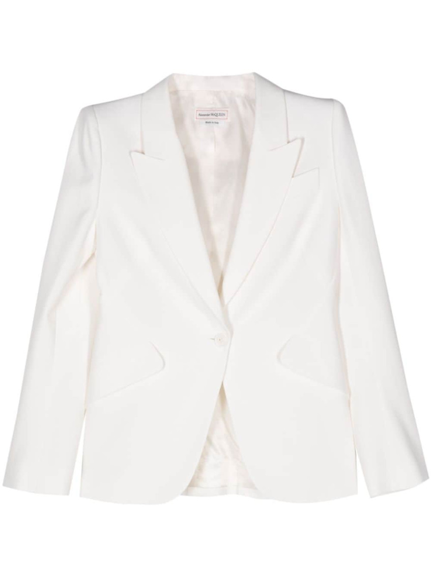 Alexander Mcqueen Off White Single-breasted Blazer In Off White