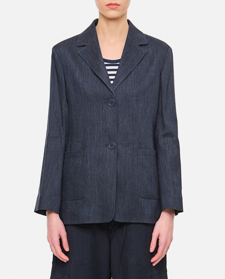 Max Mara Dark Blue Single Breasted Blazer In Dark Blue