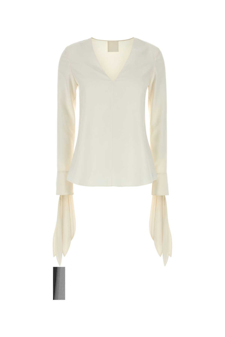 Givenchy Blouse With Bows In Poplin And 4g Embroidery In White