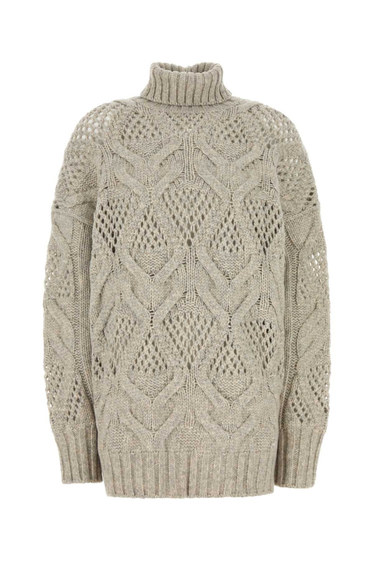 Sportmax Grey Wool Blend Edicola Oversize Sweater In Grey