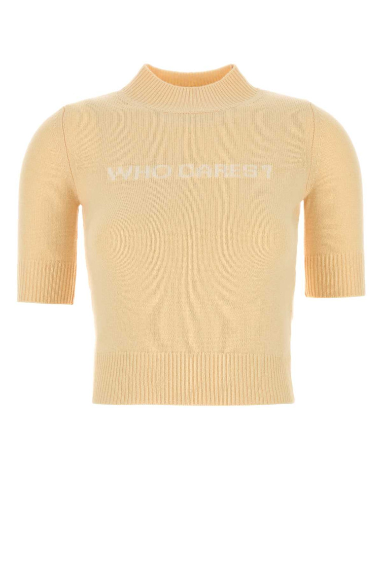 Sportmax Short-sleeve Knit Top In Off White