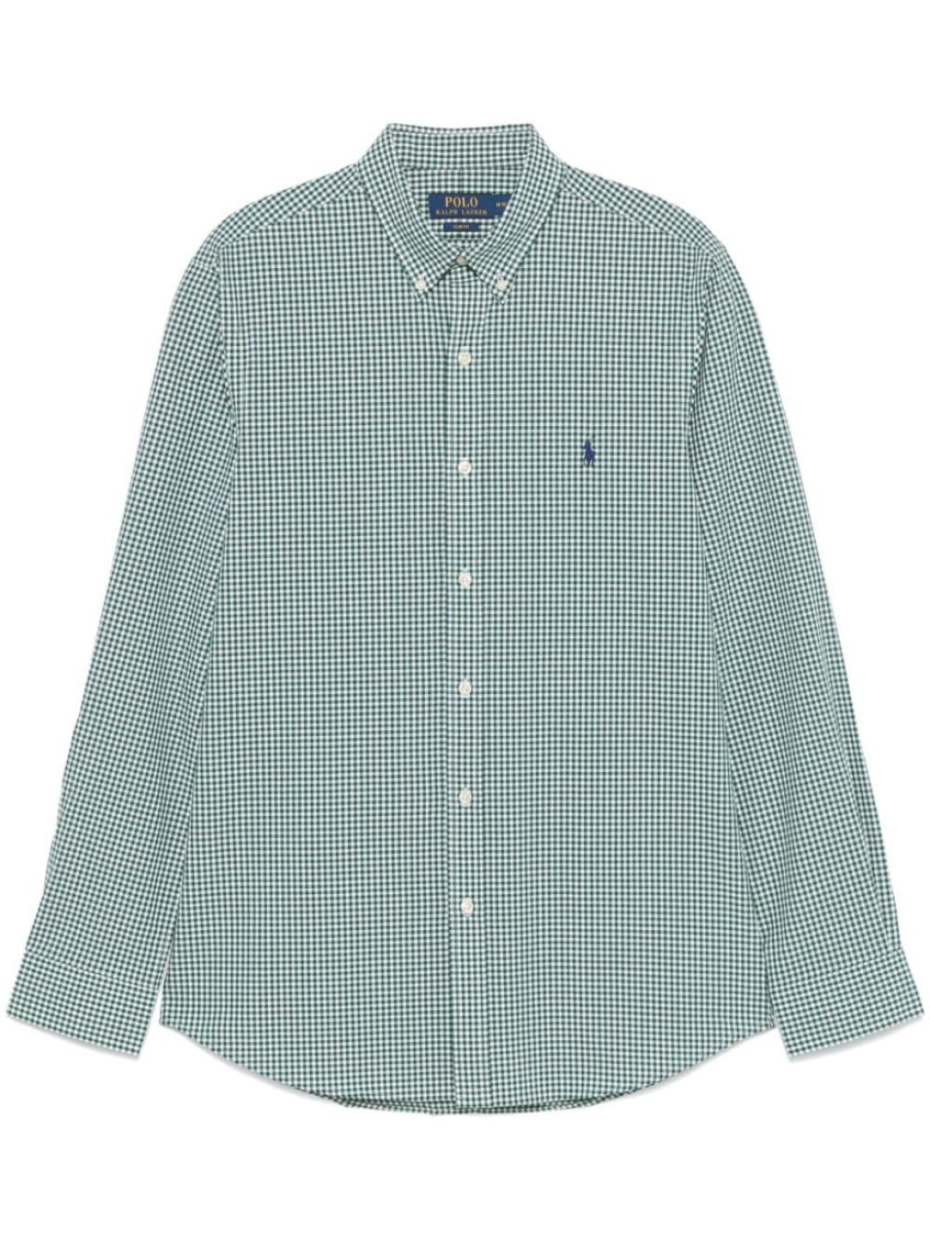 Polo Ralph Lauren Stretch-cotton Poplin Gingham Shirt In Green