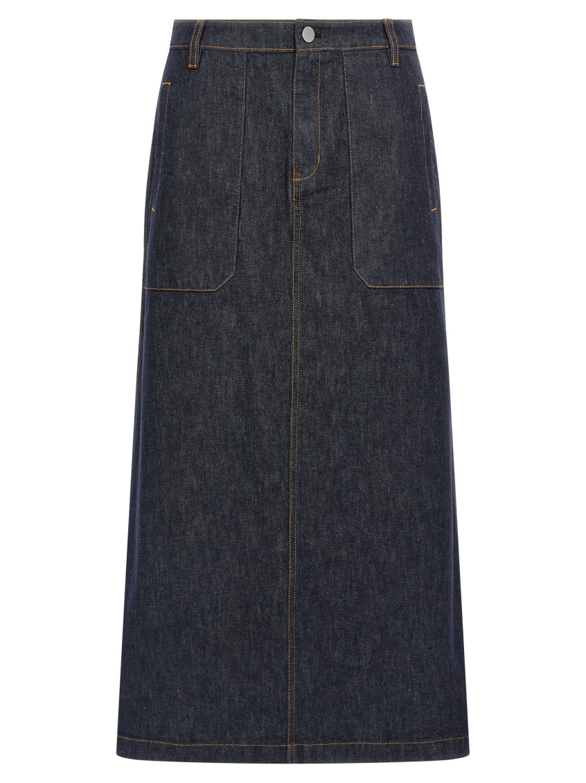 Theory Blue Denim Skirt In Blue