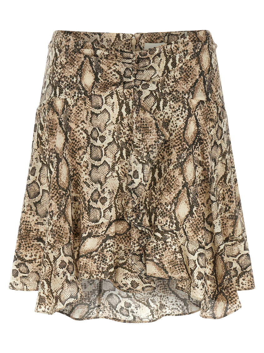 Isabel Marant Ozany Snake-print Silk-blend Miniskirt In Beige