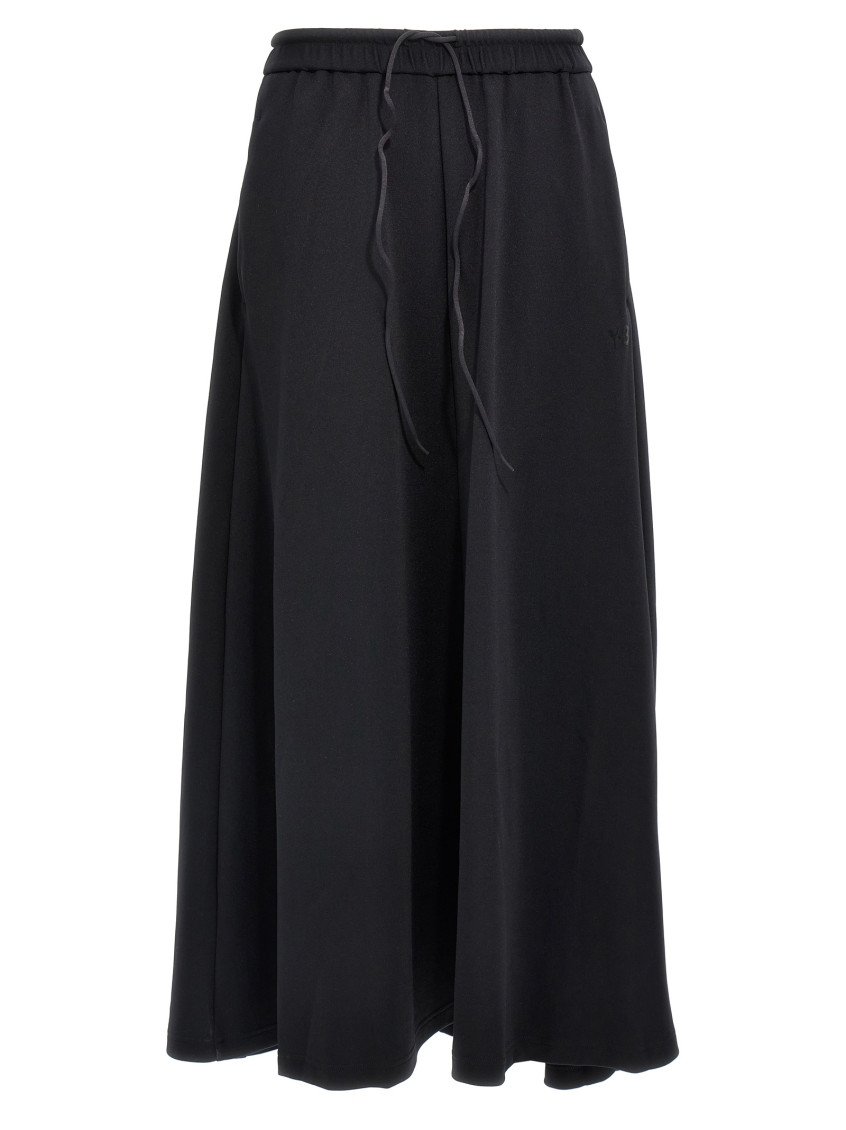 Y-3 3-stripes Skirt With Drawstring And Elastic Waistband In Black
