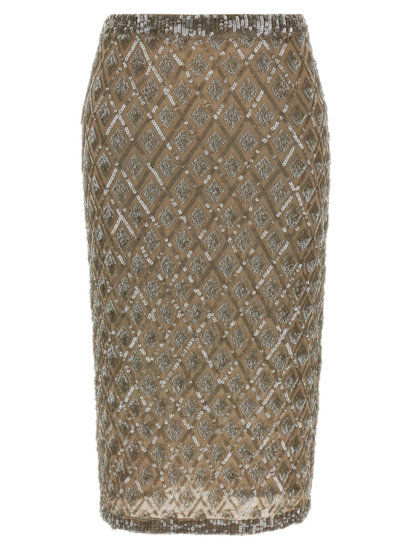 Shop P.a.r.o.s.h Beige Gild Skirt