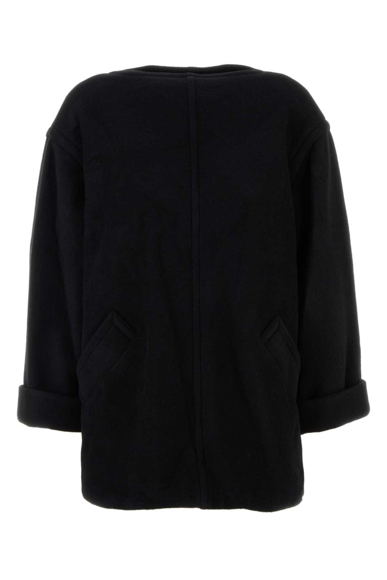 Shop Mm6 Maison Margiela Black Wool Blend Oversize Sweater
