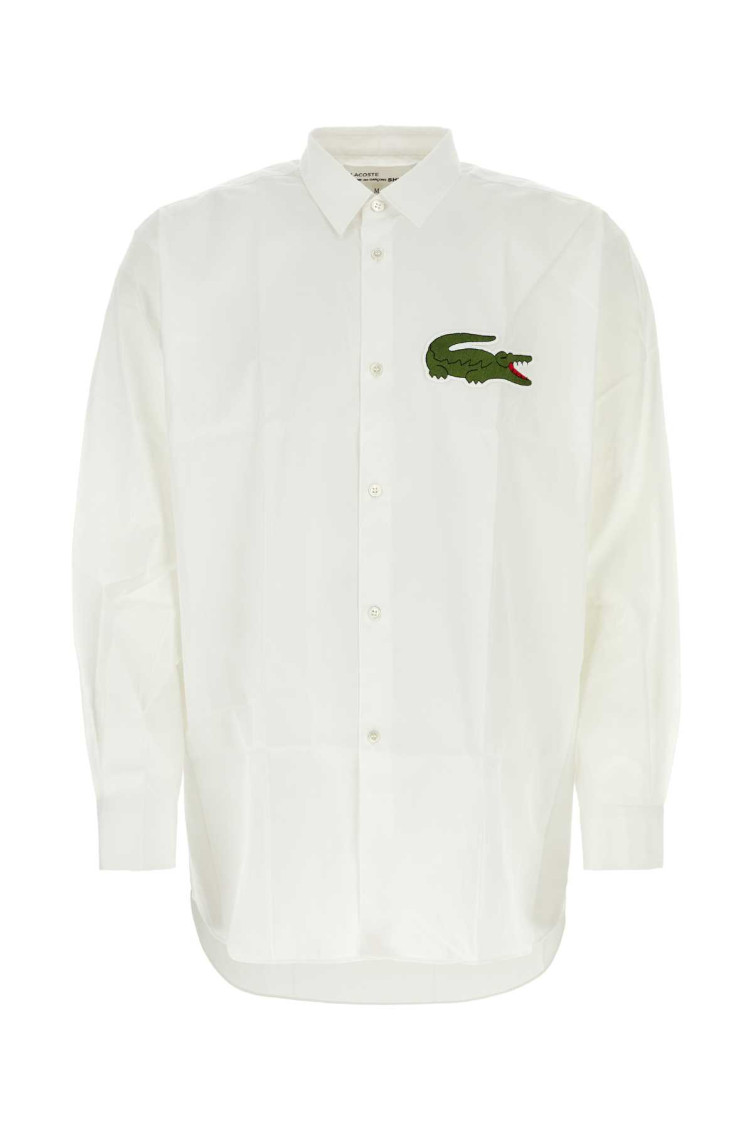 Comme Des Garçons Shirt Collaboration With Lacoste Featuring Button-down Collar In White