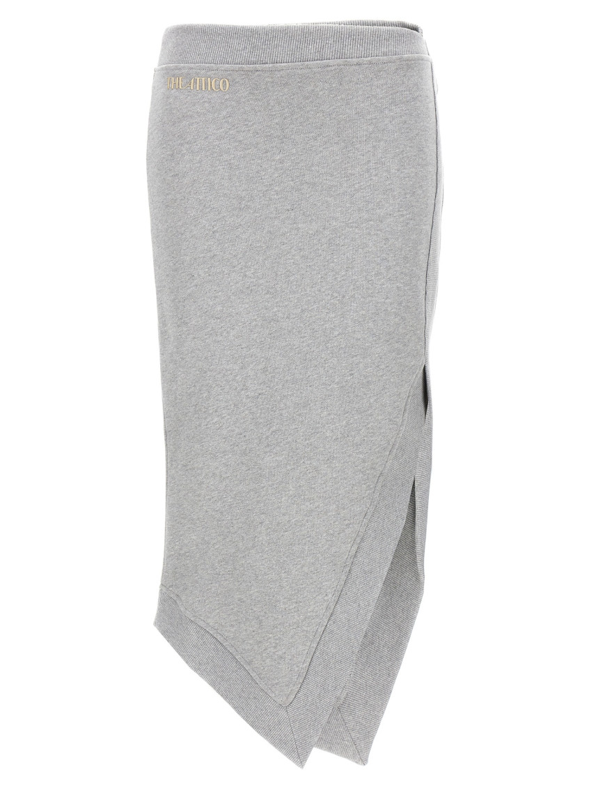 Shop Attico Grey Asymmetrical Midi Skirt