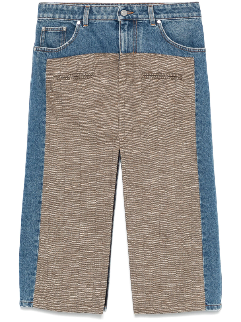 Stella Mccartney Tweed Denim Midi Skirt In Multicolor