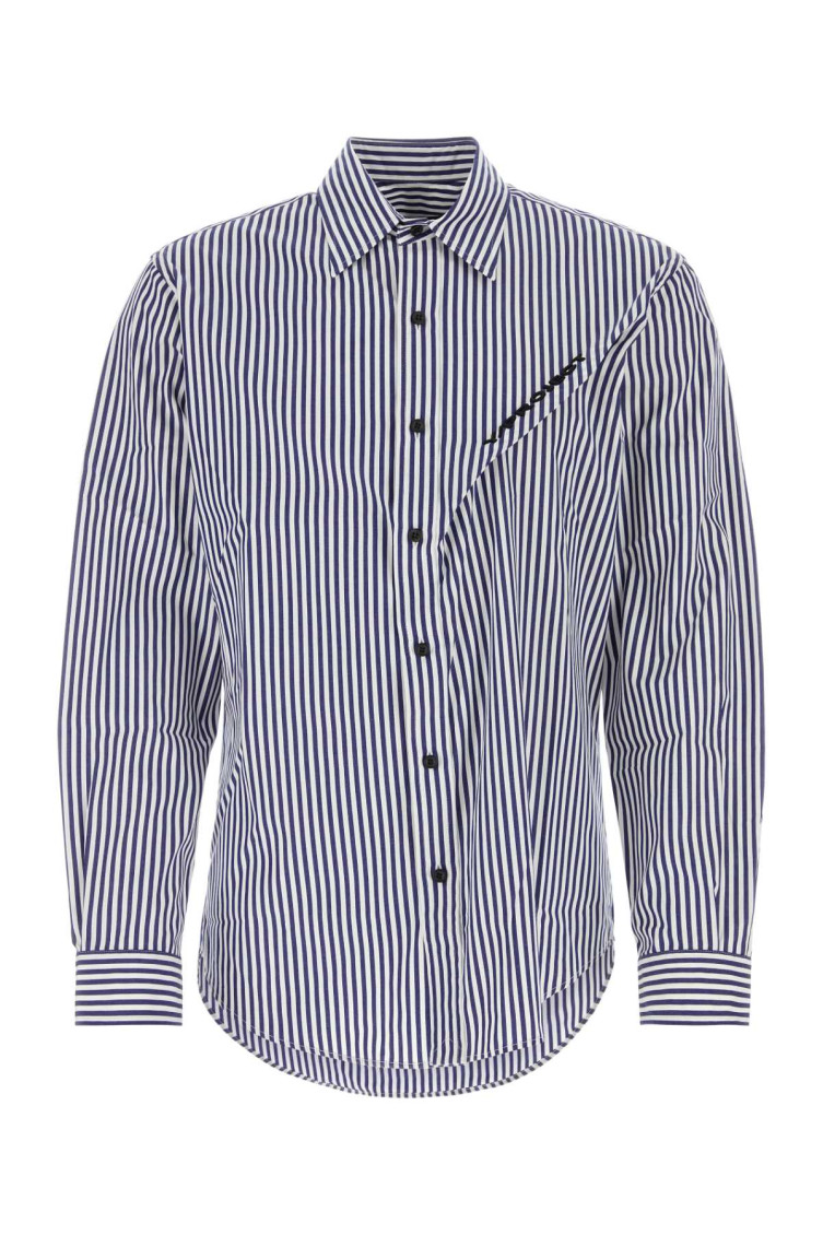 Y/project Y Project Embroidered Poplin Oversize Shirt In Navy Blue