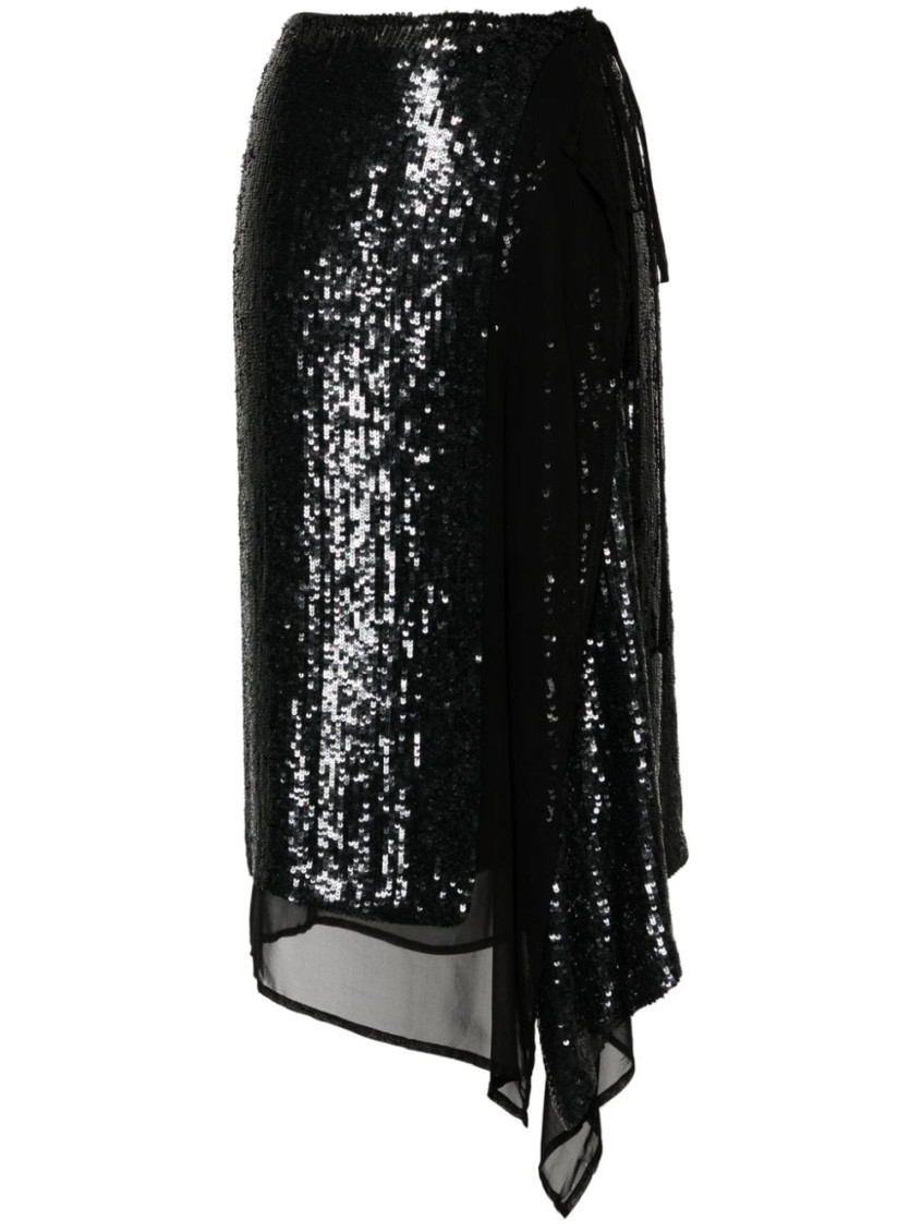 P.a.r.o.s.h Sequin Embellished Wraparound Skirt In Black