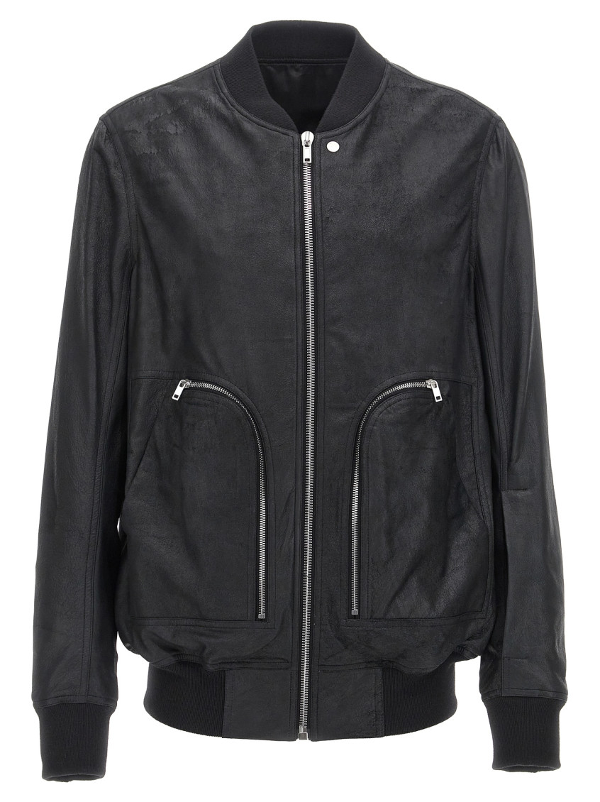 Rick Owens Bauhaus Flight Leather Bomber Jacket In Black