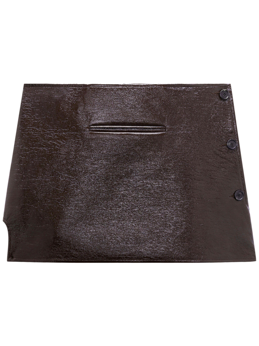 Courrèges Dark Brown Oblique Vinyl Mini Skirt In Dark Brown
