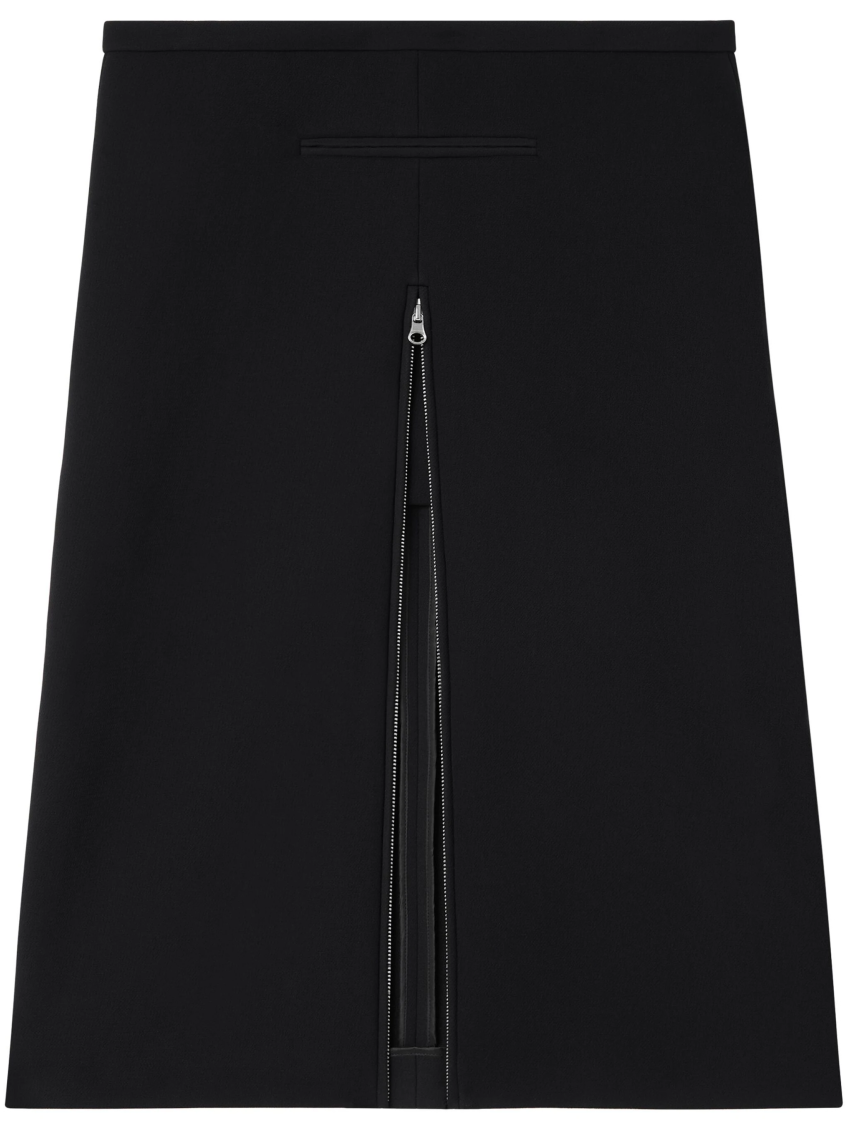 Courrèges Midi Twill Skirt With Zipper In Black