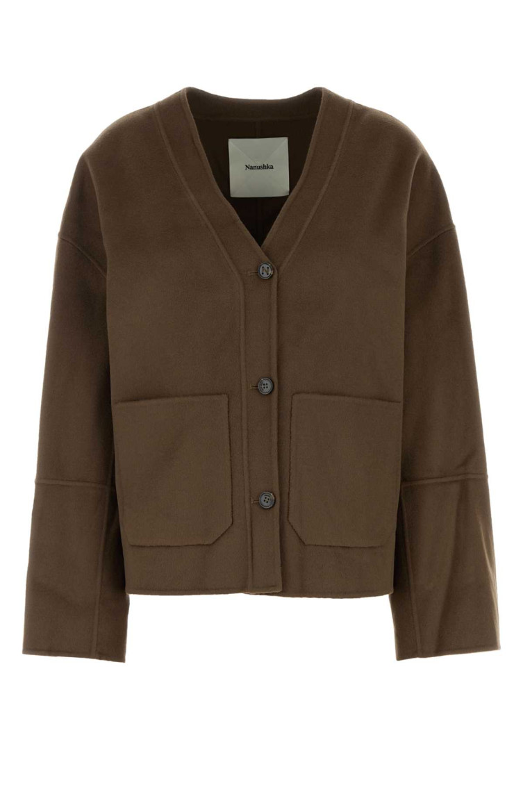 Nanushka Oversize Dodie Cardigan In Wool Blend In Brown