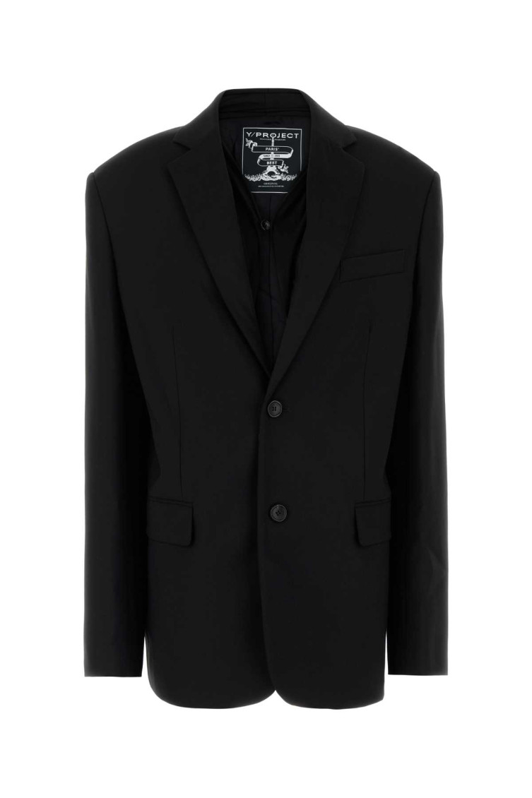 Y/project Y Project Women Black Stretch Jersey Oversize Blazer In Black