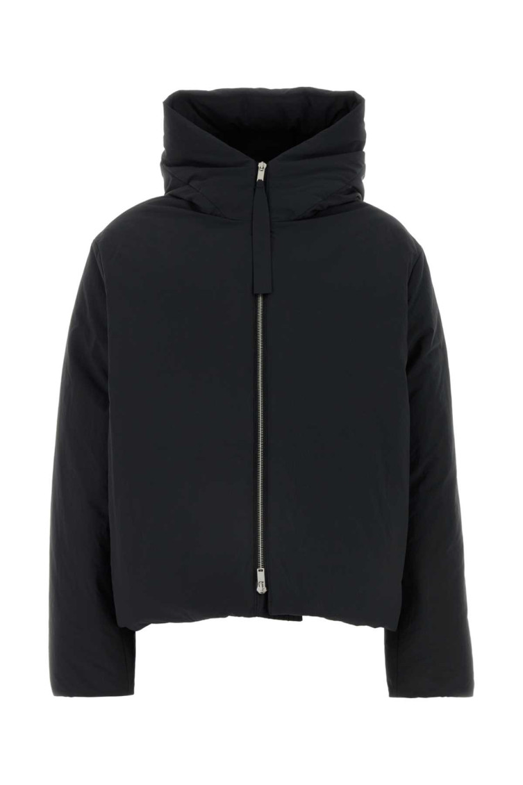 Jil Sander Boxy Fit Down Jacket W/hood In Black