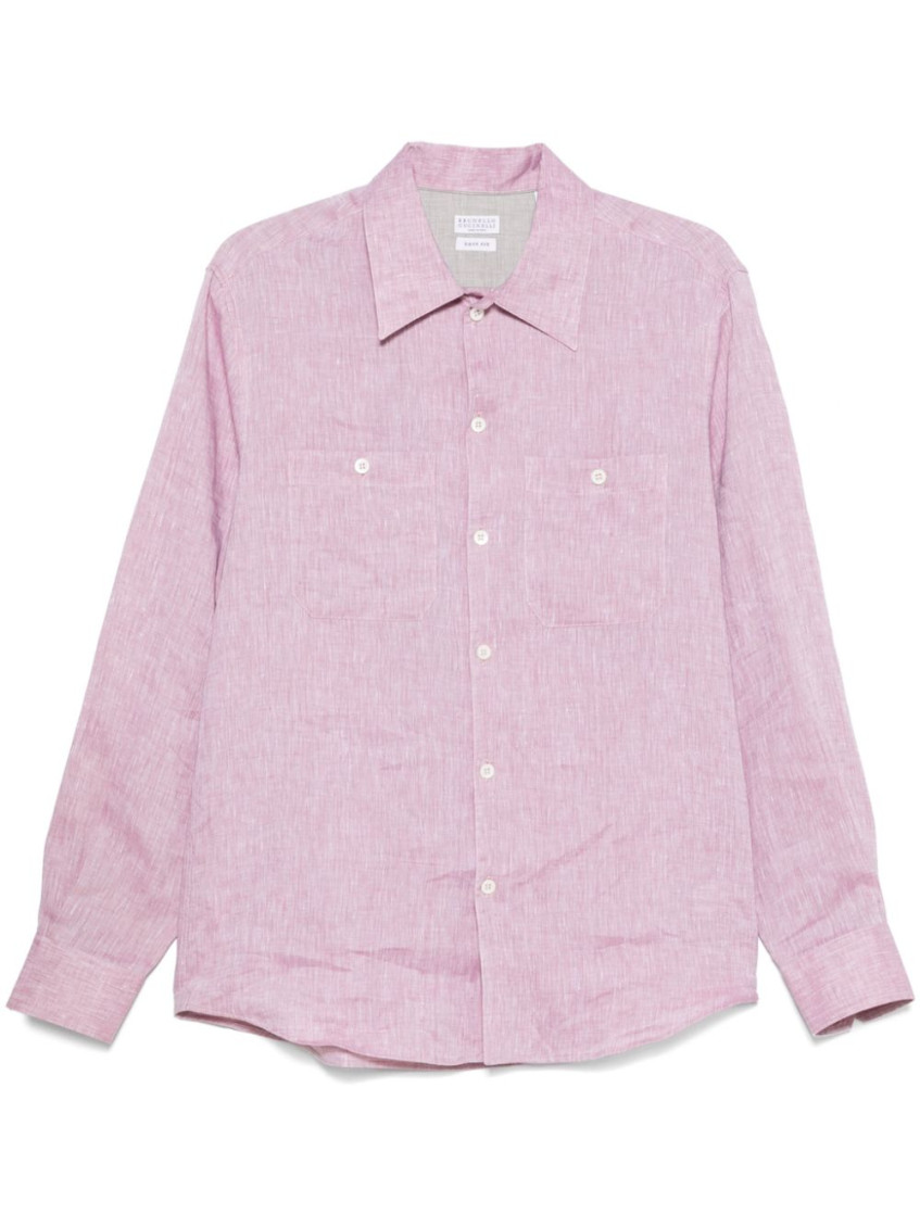 Brunello Cucinelli Shirt With Chest Pockets In Pink