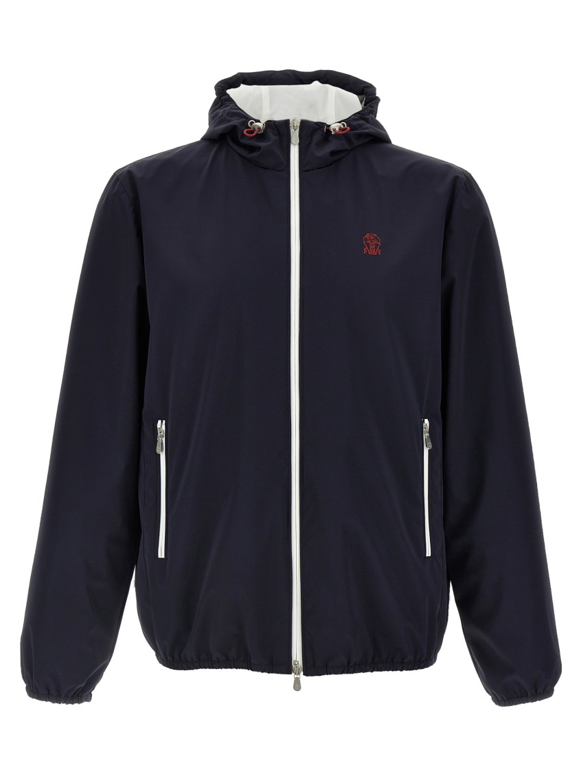 Brunello Cucinelli Men Nylon Blouson Jacket In Blue