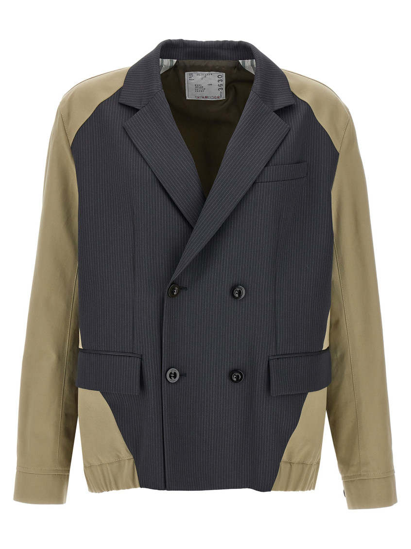 Sacai Doeskin Mix Jacket In Multicolor