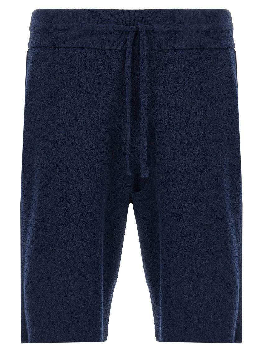 Roberto Collina Terry Cloth Drawstring Bermuda Shorts In Blue