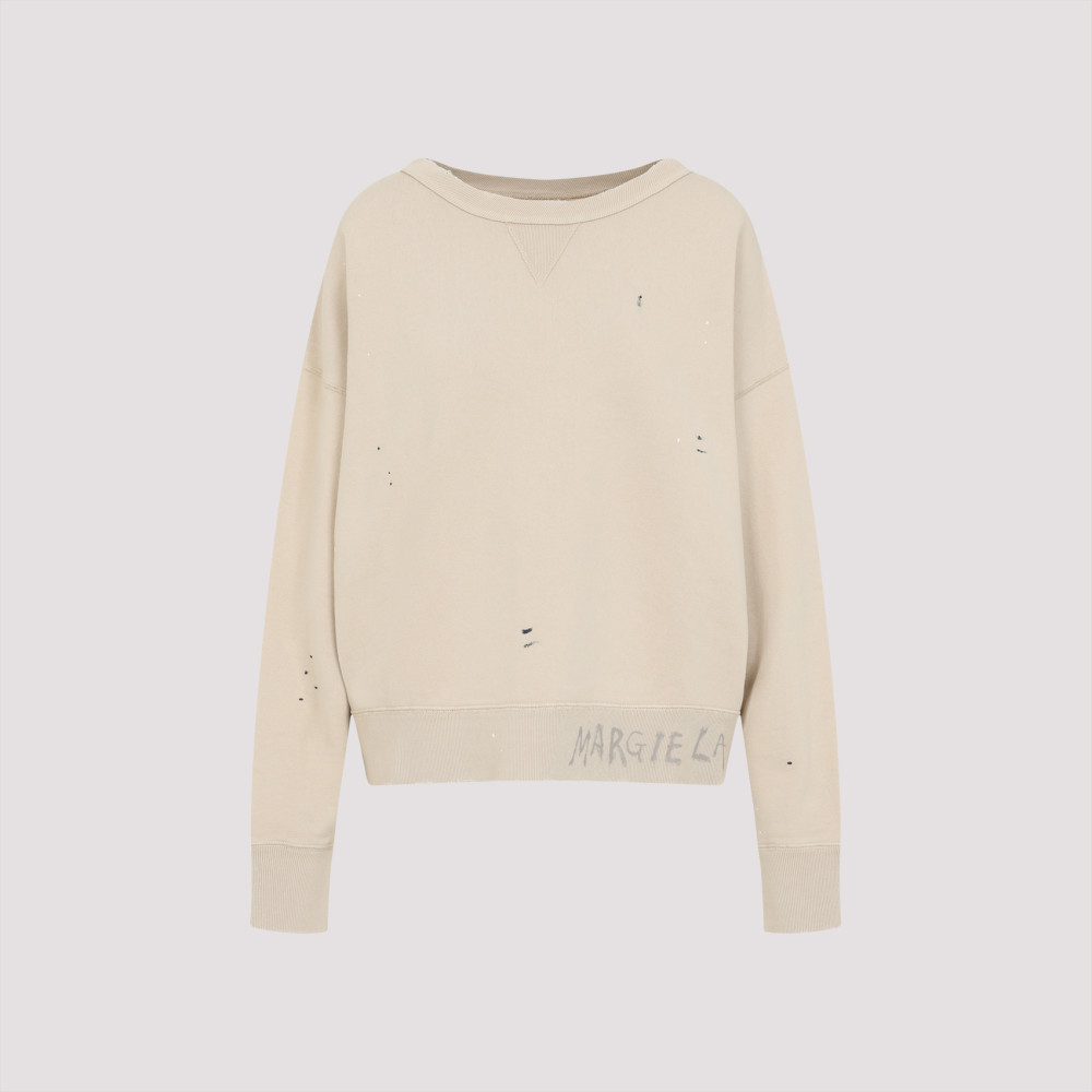 Maison Margiela Sweatshirt With Handwritten Logo Unisex In Beige