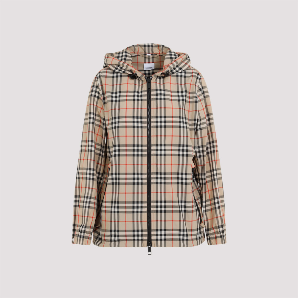 Shop Burberry Beige Check Jacket