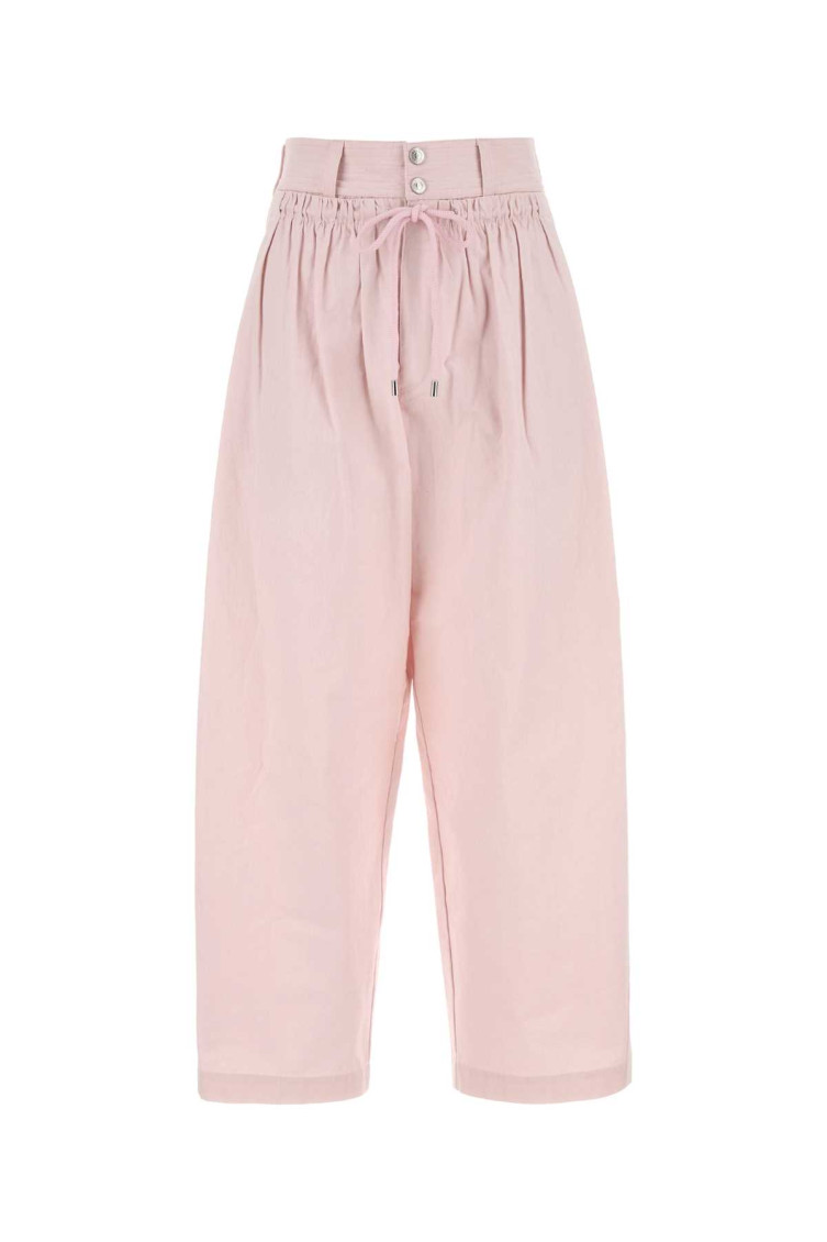 Isabel Marant High Waist Cotton Pant With Elastic Waistband In Pink
